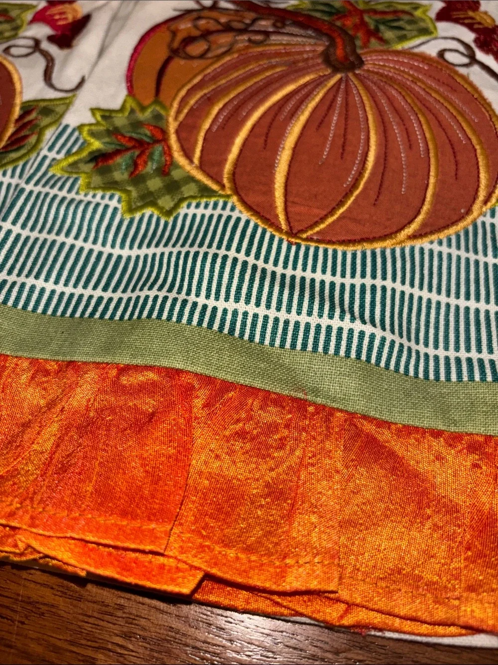 Pier 1 Fall Pumpkin & Tree Kitchen Towels & Table Runner, Orange, Green, Browns